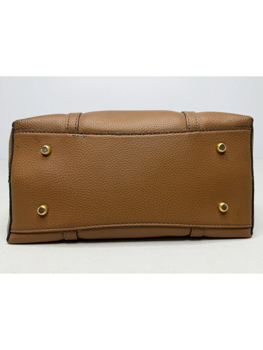 Tory Burch Perry Small Triple Compartment Tan Pebbled Leather Tote Handbag P28
